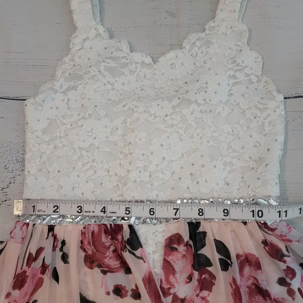 Speechless Kids Size 8 Sleeveless‎ Walkthrough Maxi Dress Pink Romper Lace Fancy